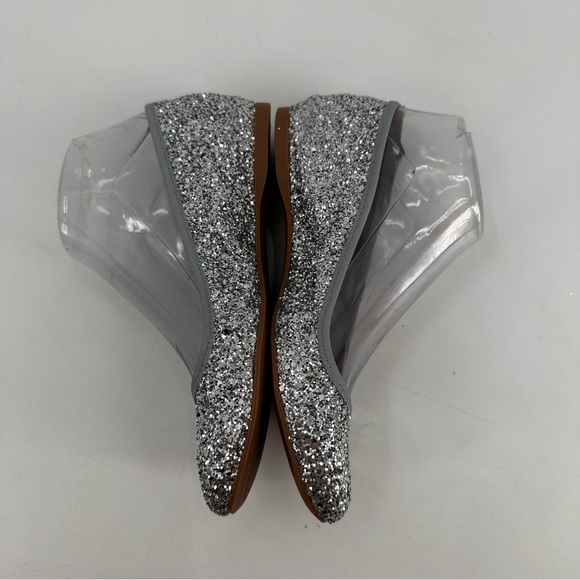 J. Crew Glitter Silver Sparkle Ballet Flats Size 6 - Picture 3 of 6